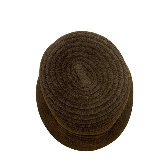 Charter Club Brown Fabric Bucket Hat Woven Texture Bow Accent - Picture 8 of 12